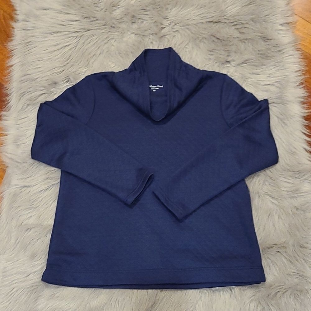 Coldwater creek womens navy cowl neck quileted sweatshirt size SP